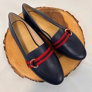 Talbots Ryan D-Ring Loafers Stripe Navy & Reb Webbing Women’s Size 11
